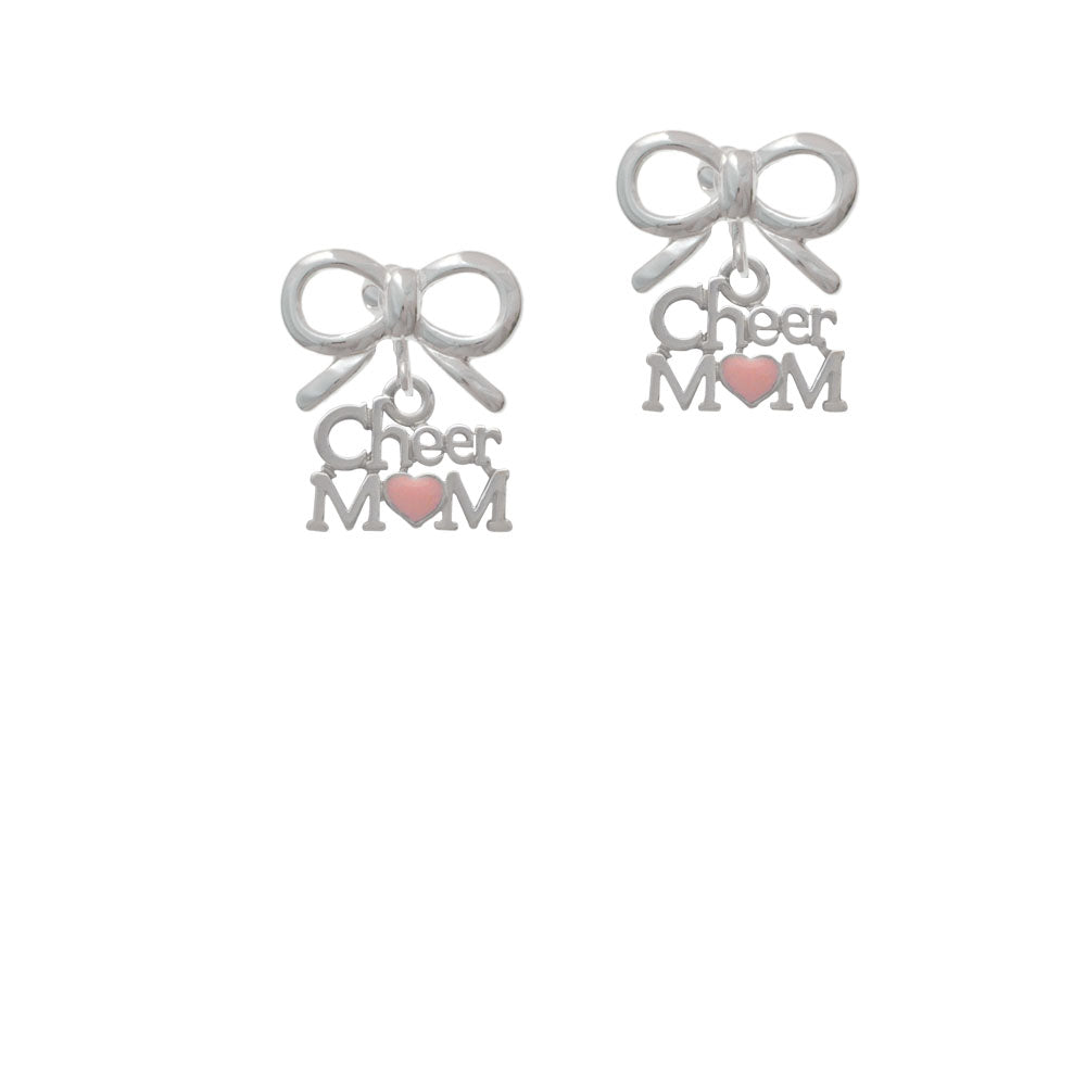 Cheer Mom with Pink Heart Crystal Clip On Earrings Image 9