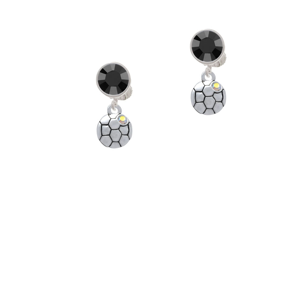 Small Soccer ball with a AB Crystal Crystal Clip On Earrings Image 3