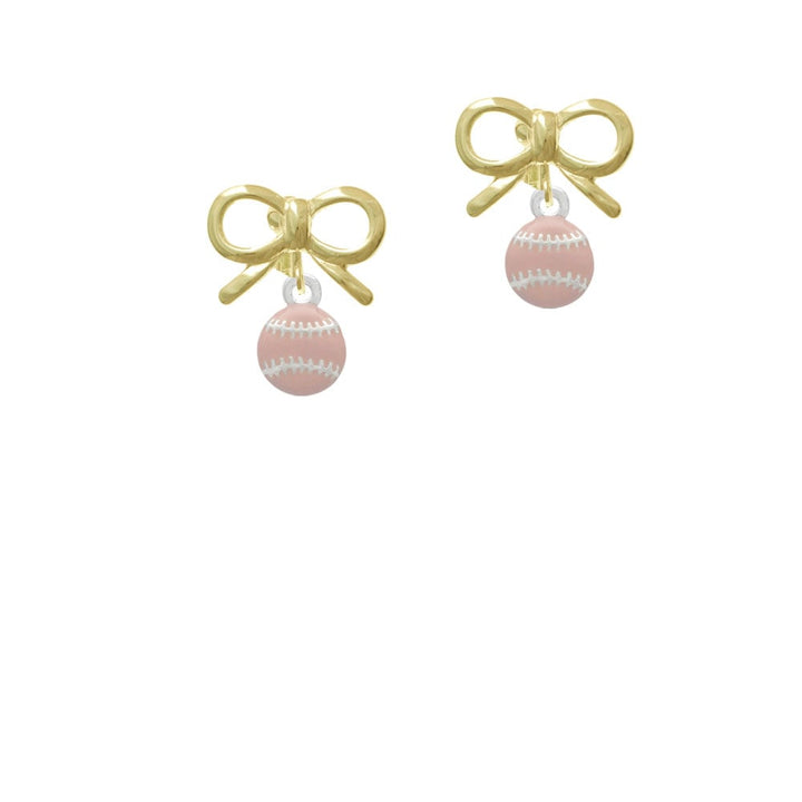 Mini Pink Softball or Baseball Crystal Clip On Earrings Image 10