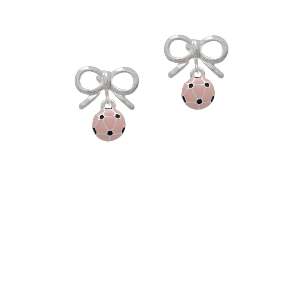 Mini Pink Soccer ball Crystal Clip On Earrings Image 9