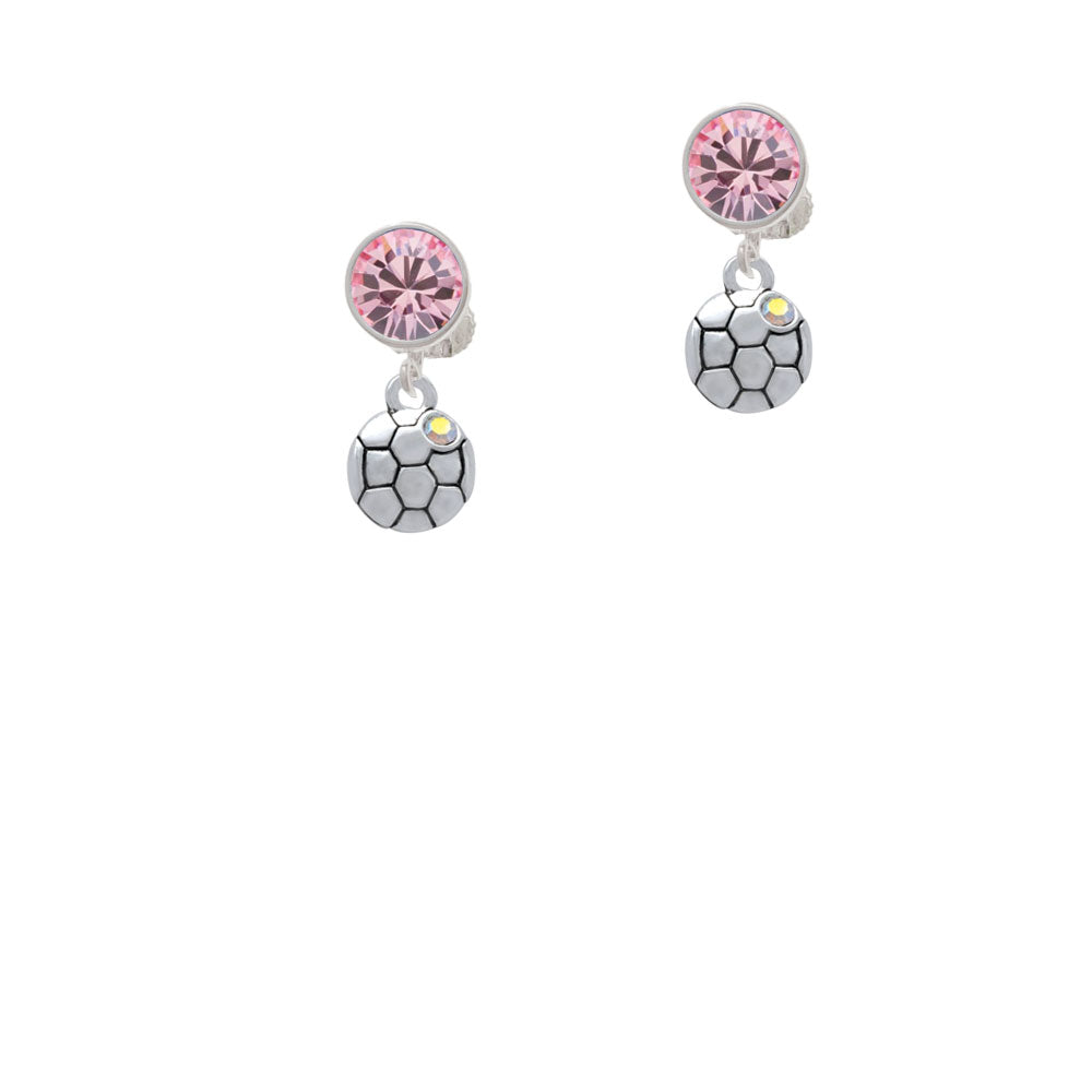 Small Soccer ball with a AB Crystal Crystal Clip On Earrings Image 4