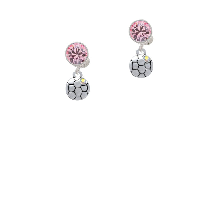 Small Soccer ball with a AB Crystal Crystal Clip On Earrings Image 1