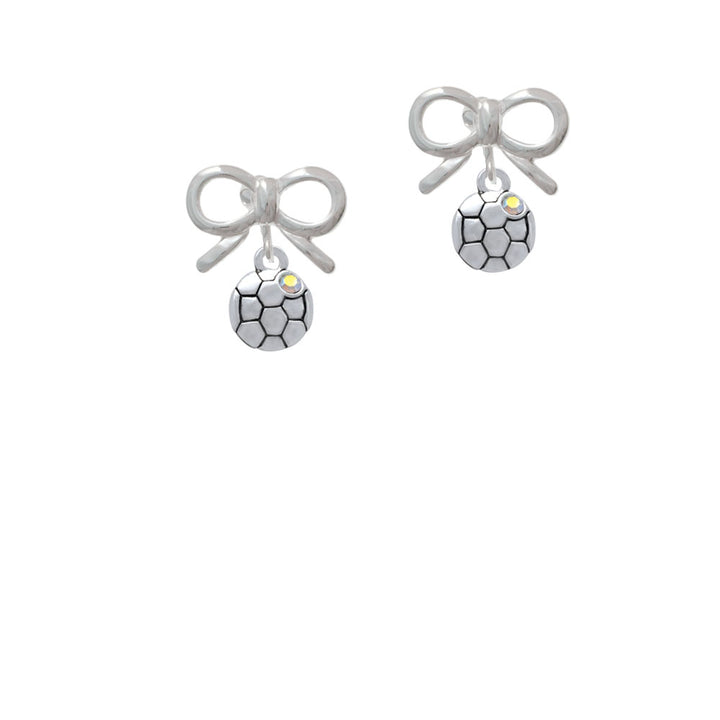 Small Soccer ball with a AB Crystal Crystal Clip On Earrings Image 9