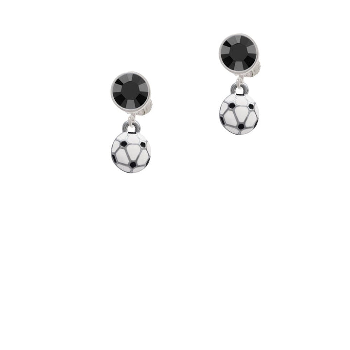 Mini Soccer ball - Two Sided - Crystal Clip On Earrings Image 1