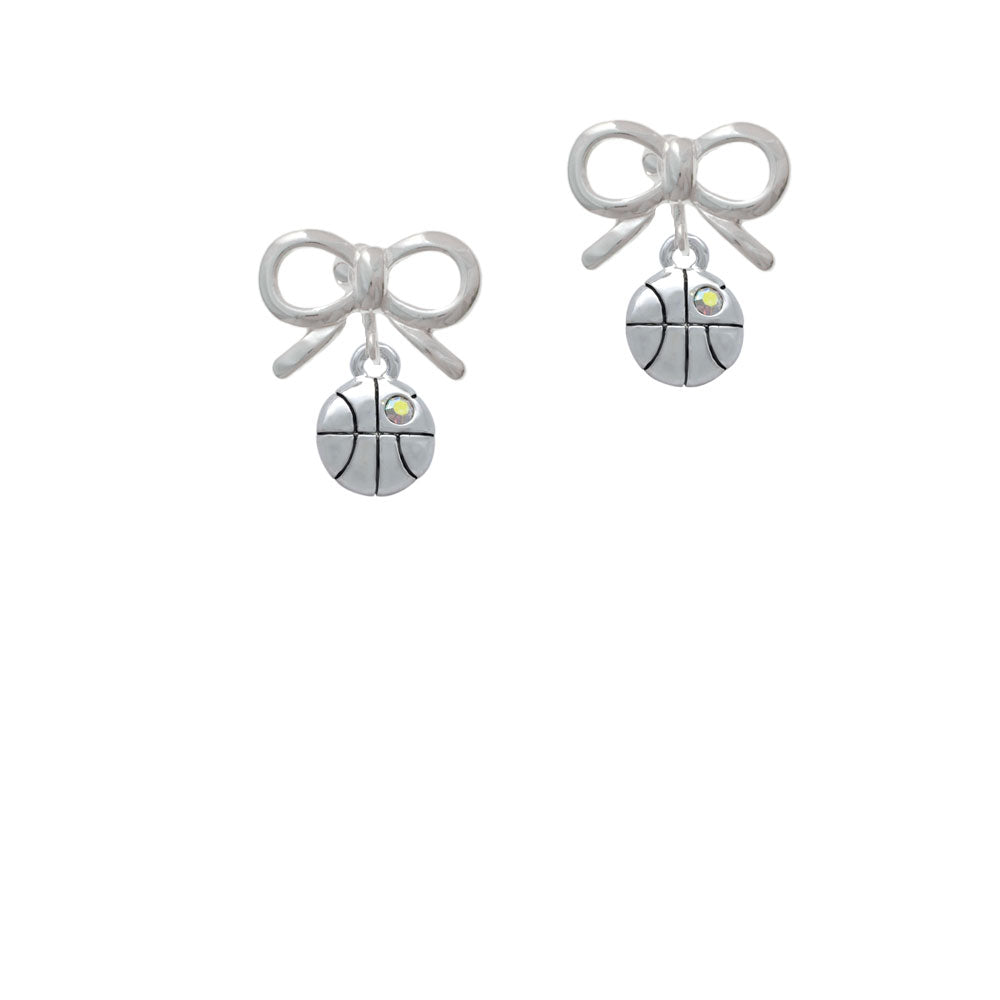 Small Basketball with a AB Crystal Crystal Clip On Earrings Image 9