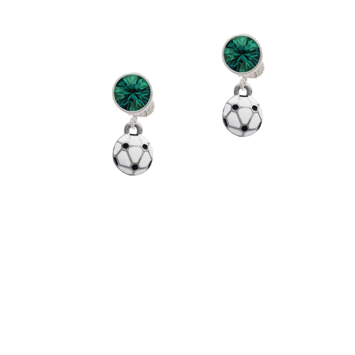 Mini Soccer ball - Two Sided - Crystal Clip On Earrings Image 6