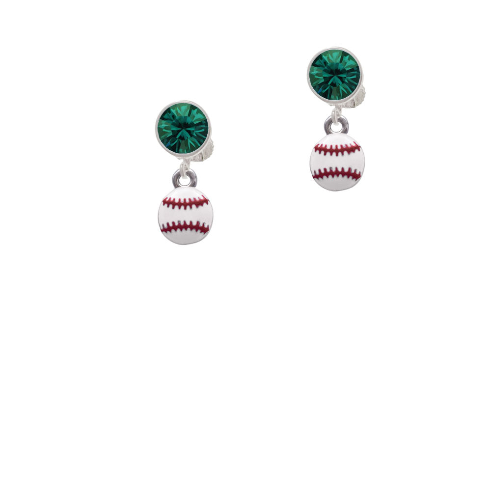 Mini Baseball - Two Sided - Crystal Clip On Earrings Image 6