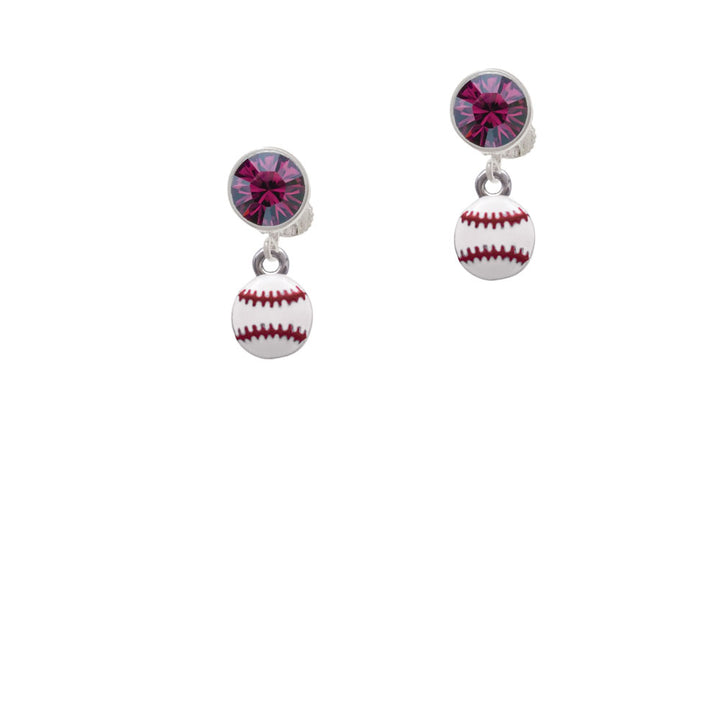 Mini Baseball - Two Sided - Crystal Clip On Earrings Image 8