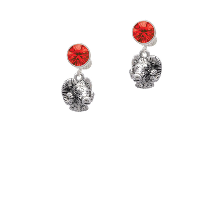 Medium 3-D Ram Head Crystal Clip On Earrings Image 4