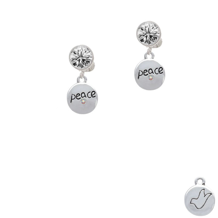 Peace with AB Crystal and Dove Crystal Clip On Earrings Image 2