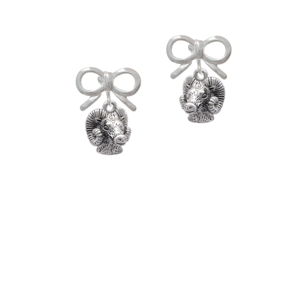 Medium 3-D Ram Head Crystal Clip On Earrings Image 9