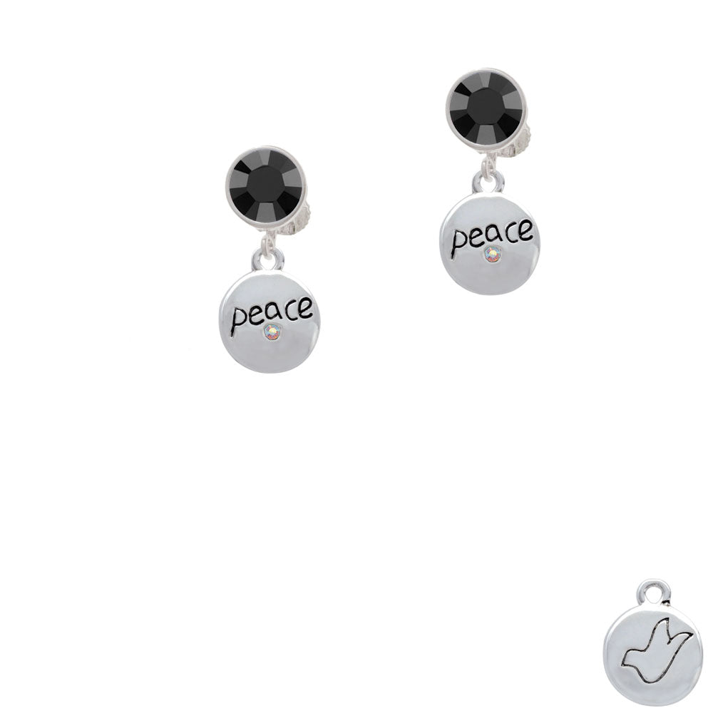 Peace with AB Crystal and Dove Crystal Clip On Earrings Image 3