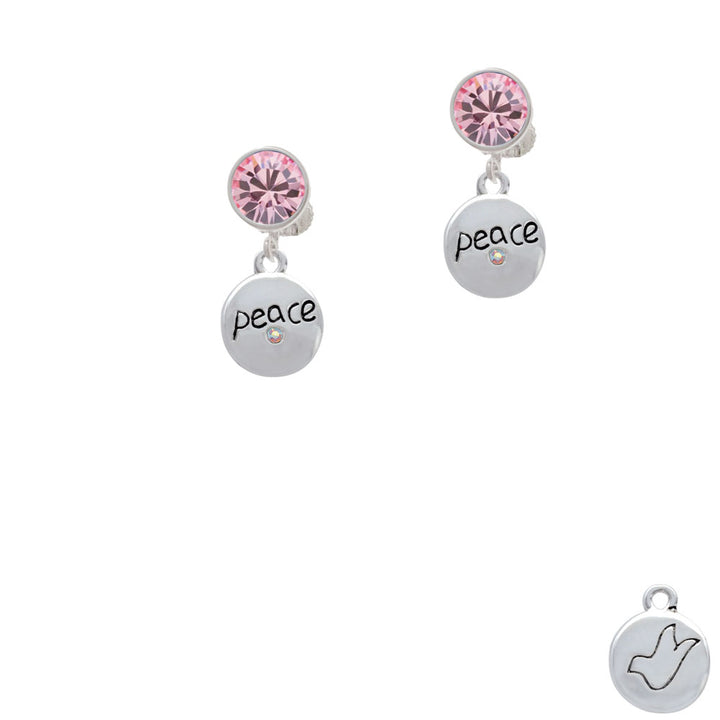 Peace with AB Crystal and Dove Crystal Clip On Earrings Image 4