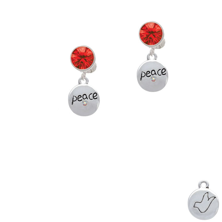 Peace with AB Crystal and Dove Crystal Clip On Earrings Image 1