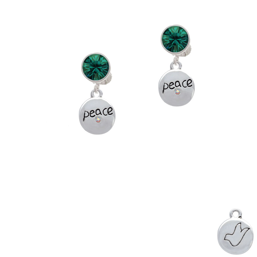 Peace with AB Crystal and Dove Crystal Clip On Earrings Image 6