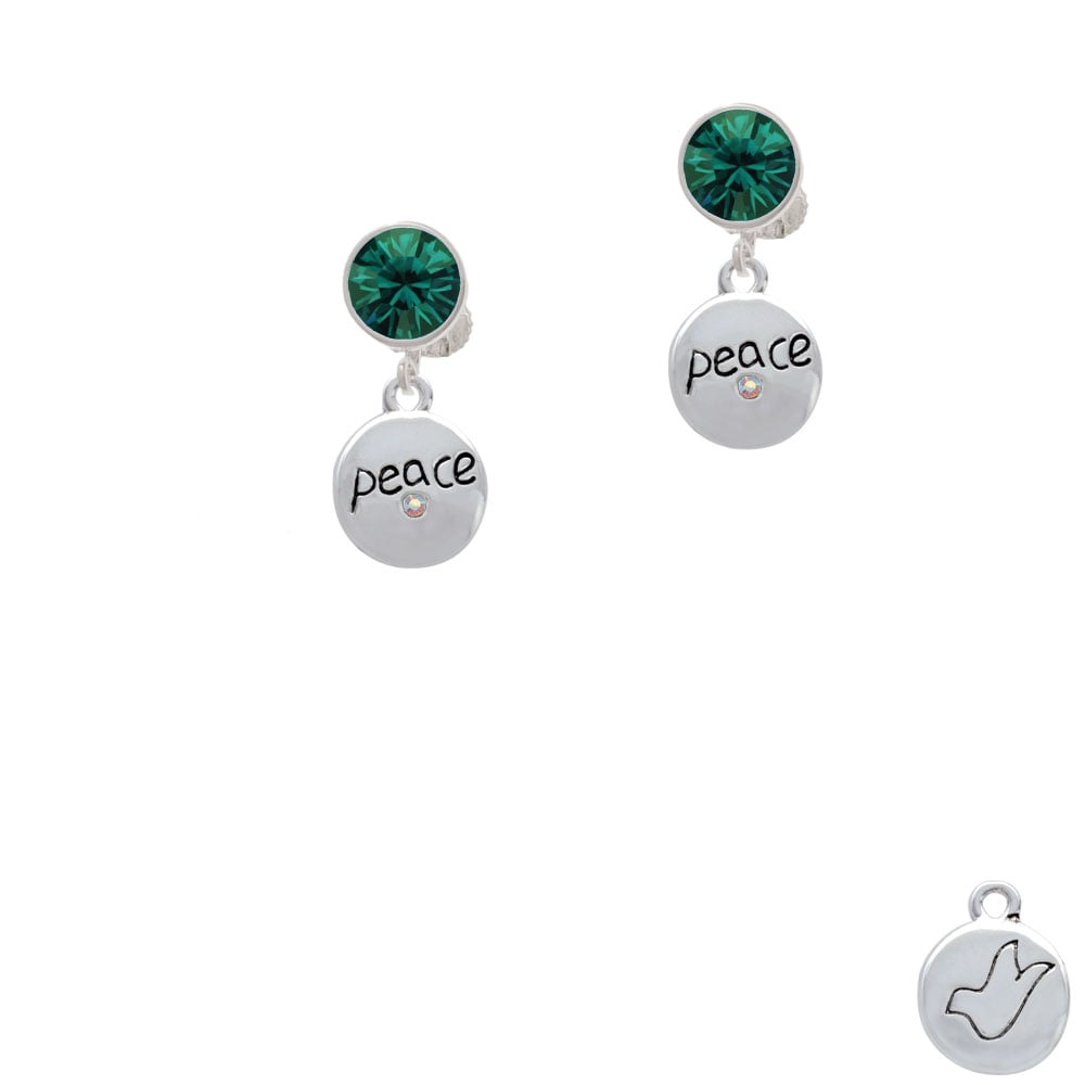 Peace with AB Crystal and Dove Crystal Clip On Earrings Image 1