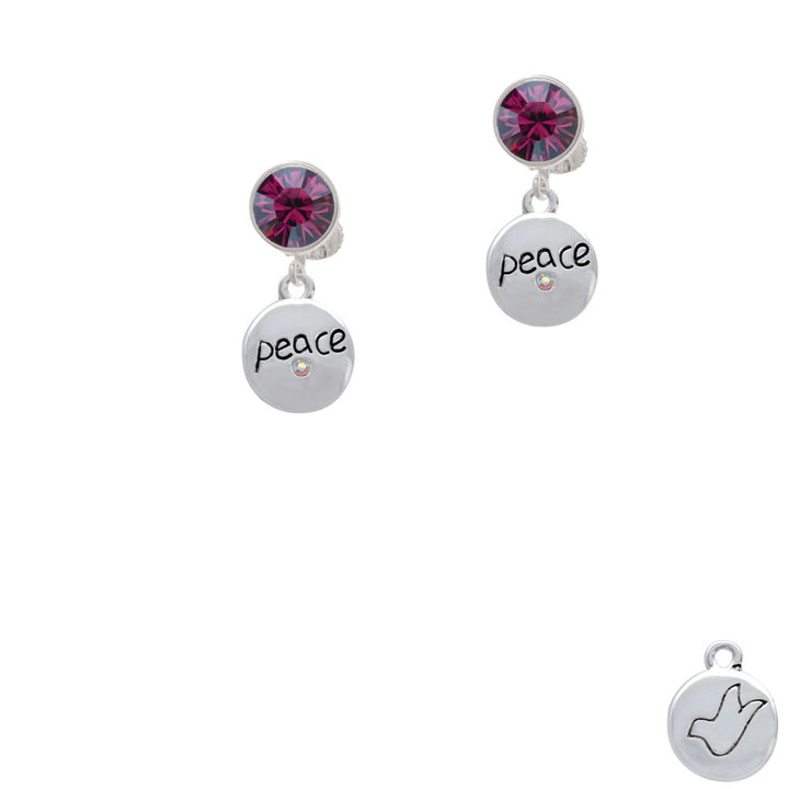 Peace with AB Crystal and Dove Crystal Clip On Earrings Image 8