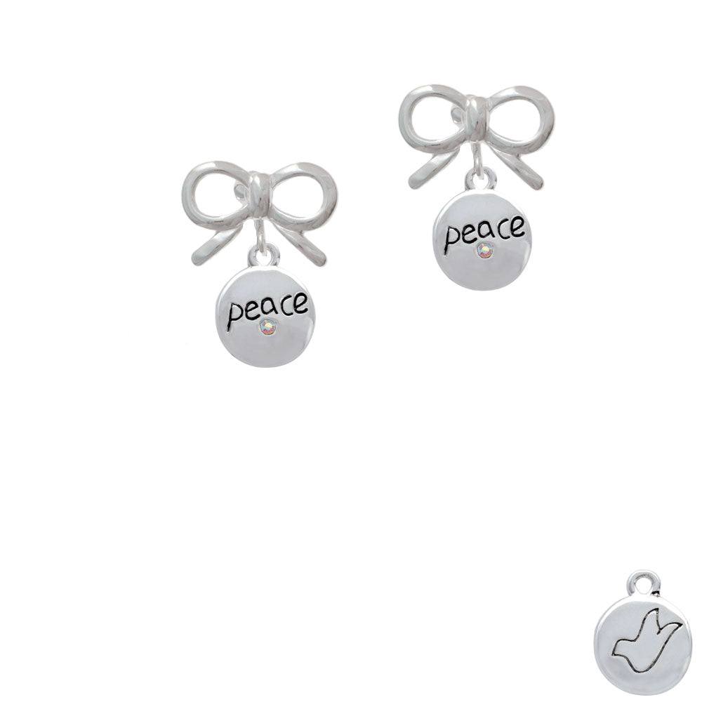 Peace with AB Crystal and Dove Crystal Clip On Earrings Image 9