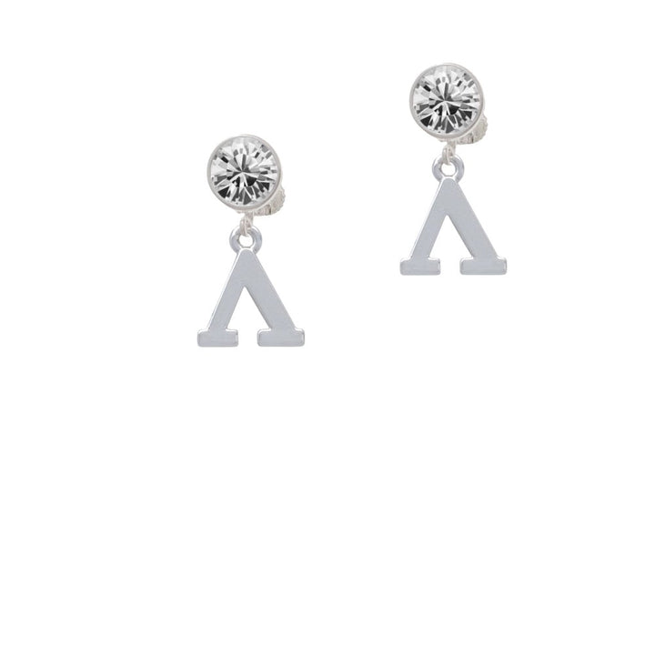 Large Greek Letter - Lambda - Crystal Clip On Earrings Image 1