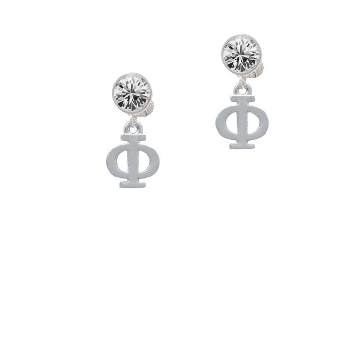 Large Greek Letter - Phi - Crystal Clip On Earrings Image 2