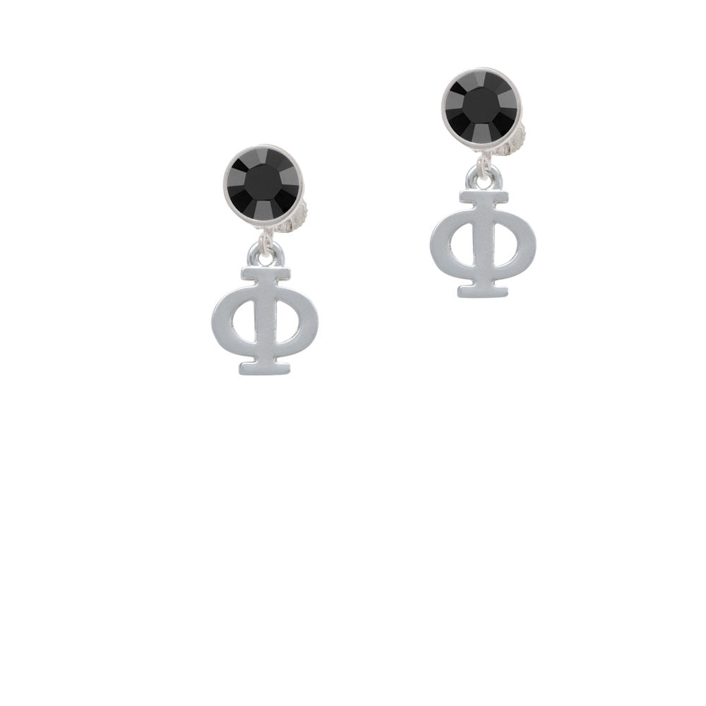 Large Greek Letter - Phi - Crystal Clip On Earrings Image 3