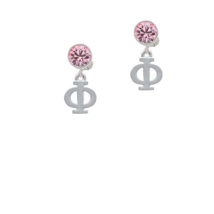 Large Greek Letter - Phi - Crystal Clip On Earrings Image 1