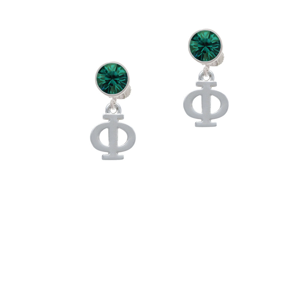 Large Greek Letter - Phi - Crystal Clip On Earrings Image 6