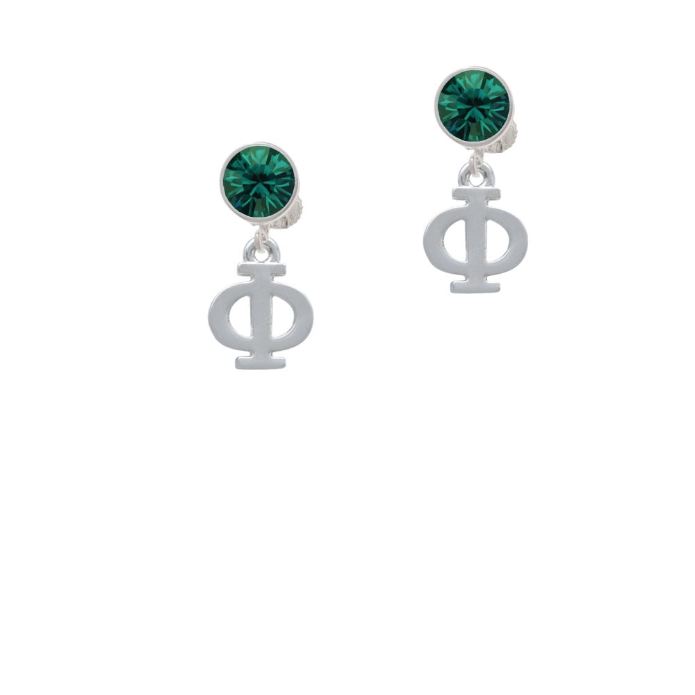 Large Greek Letter - Phi - Crystal Clip On Earrings Image 1