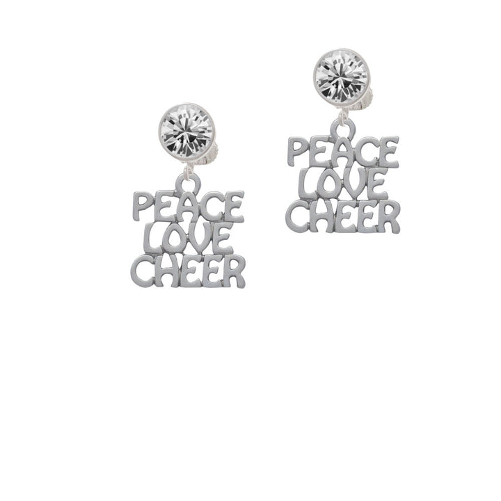 Peace Love Cheer Crystal Clip On Earrings Image 2