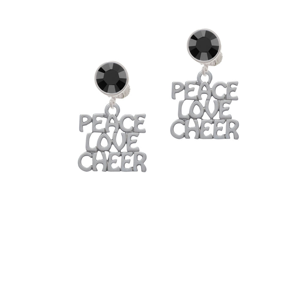 Peace Love Cheer Crystal Clip On Earrings Image 3