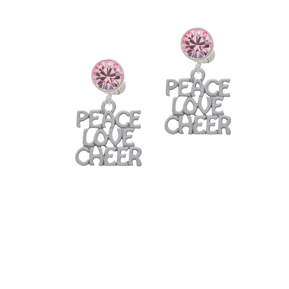 Peace Love Cheer Crystal Clip On Earrings Image 4