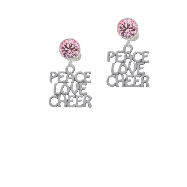 Peace Love Cheer Crystal Clip On Earrings Image 1