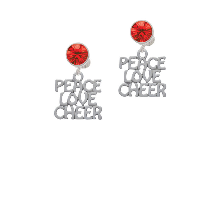 Peace Love Cheer Crystal Clip On Earrings Image 4