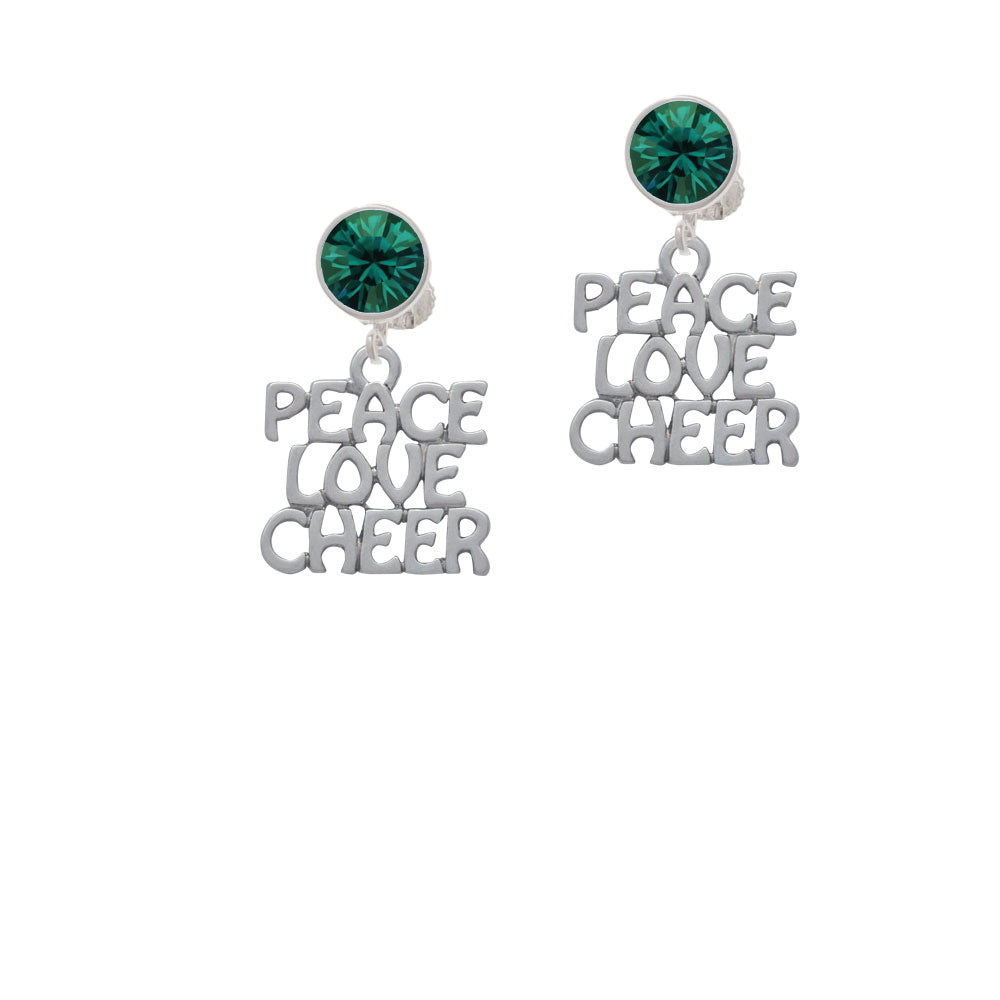 Peace Love Cheer Crystal Clip On Earrings Image 6