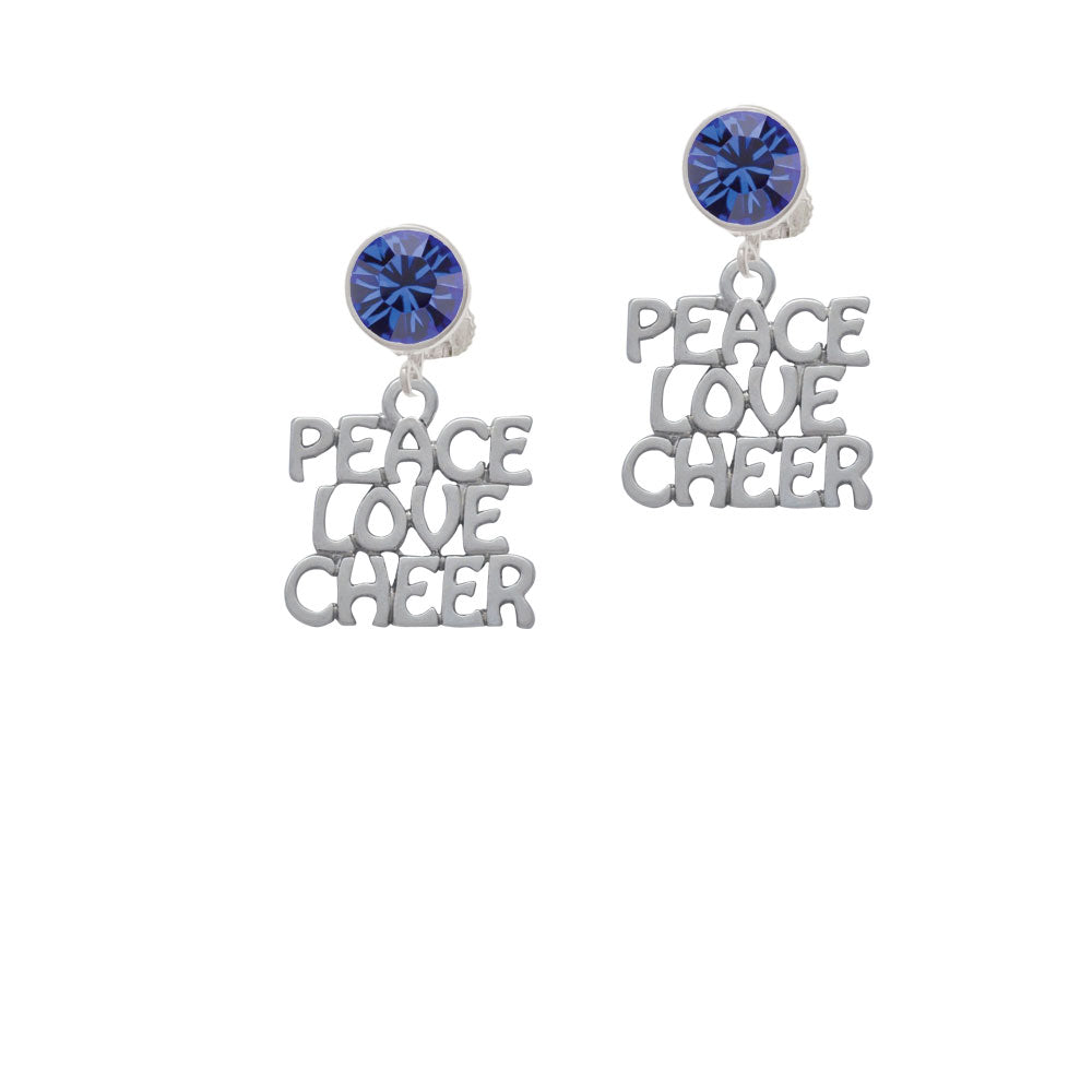 Peace Love Cheer Crystal Clip On Earrings Image 7