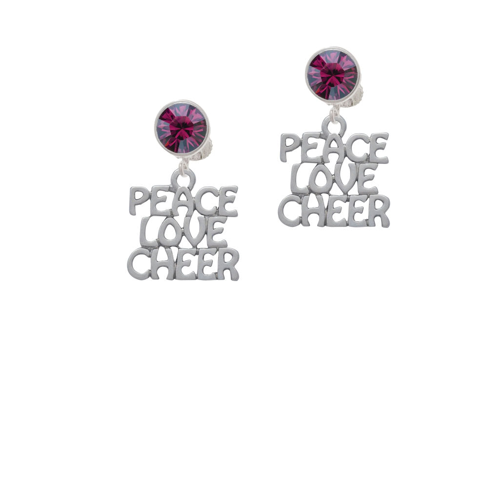 Peace Love Cheer Crystal Clip On Earrings Image 8