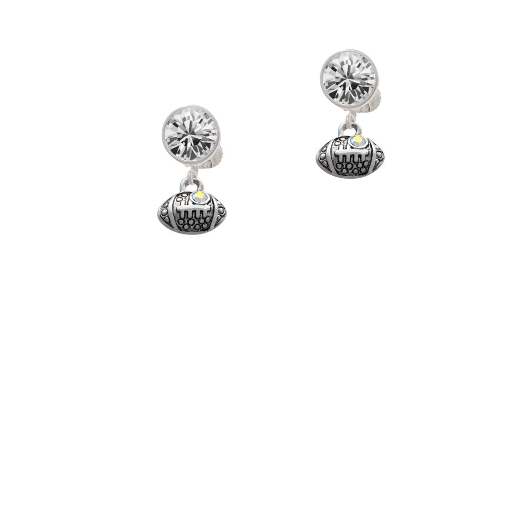 Mini Football with AB Crystal Crystal Clip On Earrings Image 2