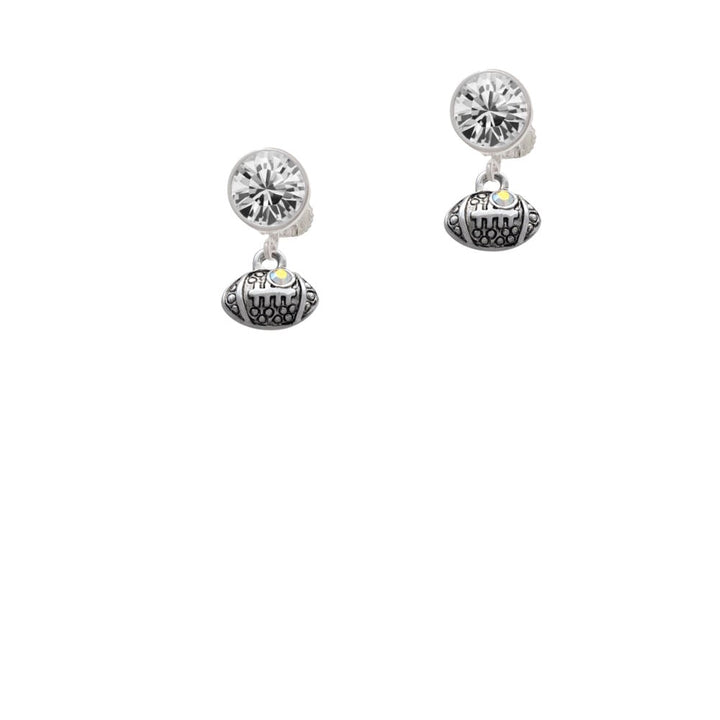 Mini Football with AB Crystal Crystal Clip On Earrings Image 1