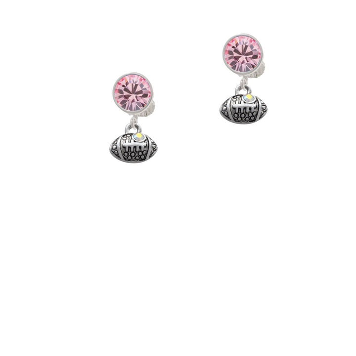 Mini Football with AB Crystal Crystal Clip On Earrings Image 4