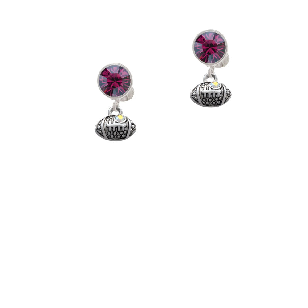 Mini Football with AB Crystal Crystal Clip On Earrings Image 8