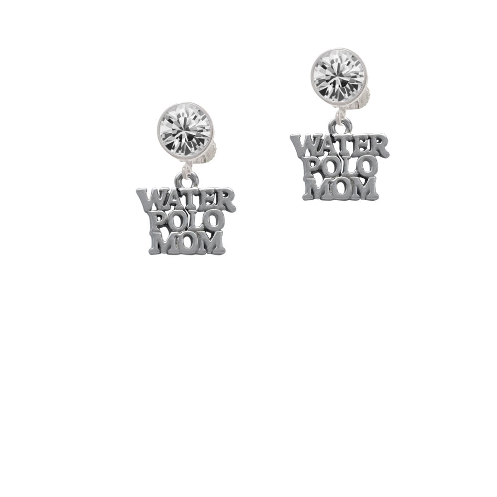 Water Polo Mom Crystal Clip On Earrings Image 2