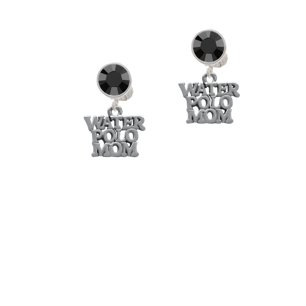 Water Polo Mom Crystal Clip On Earrings Image 3