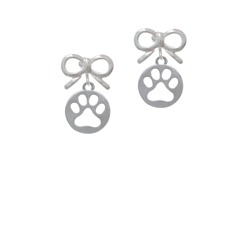 Circle with Cut Out Paw Crystal Clip On Earrings Image 9