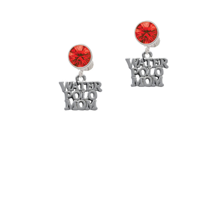 Water Polo Mom Crystal Clip On Earrings Image 4