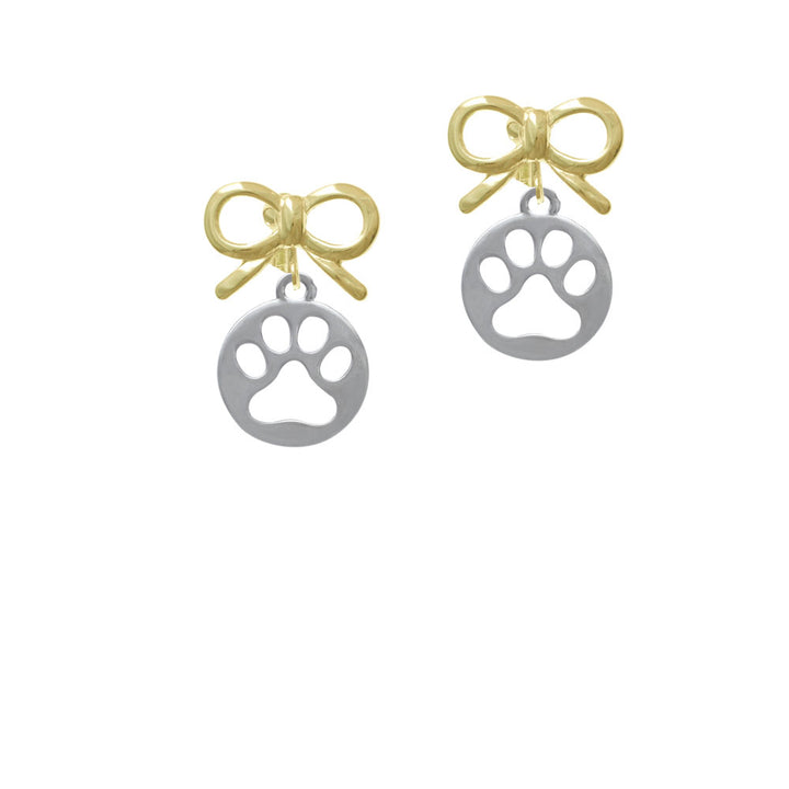 Circle with Cut Out Paw Crystal Clip On Earrings Image 10