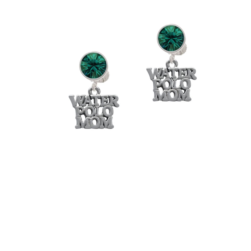 Water Polo Mom Crystal Clip On Earrings Image 6