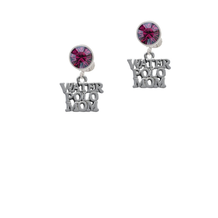 Water Polo Mom Crystal Clip On Earrings Image 8