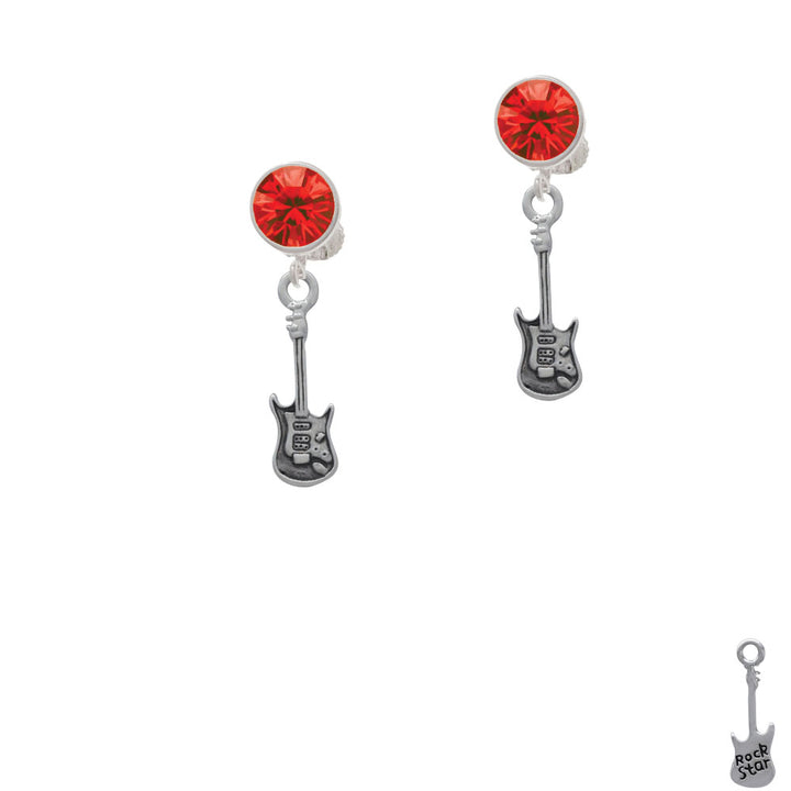 Rock Star Guitar Crystal Clip On Earrings Image 4