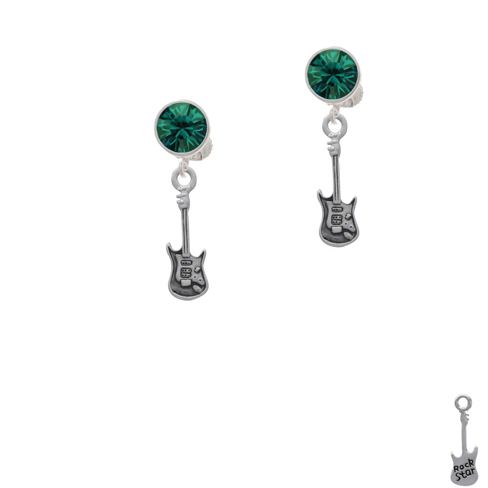 Rock Star Guitar Crystal Clip On Earrings Image 6