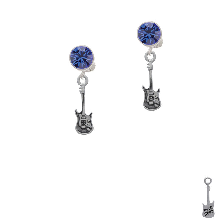 Rock Star Guitar Crystal Clip On Earrings Image 7